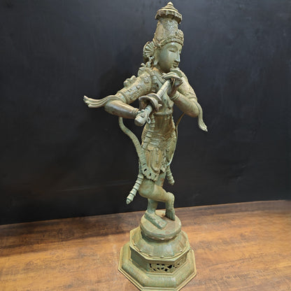 Brass Krishna Idol Antique Finish 45 Inches by vendor-unknown - Hindu Gods (View 6)