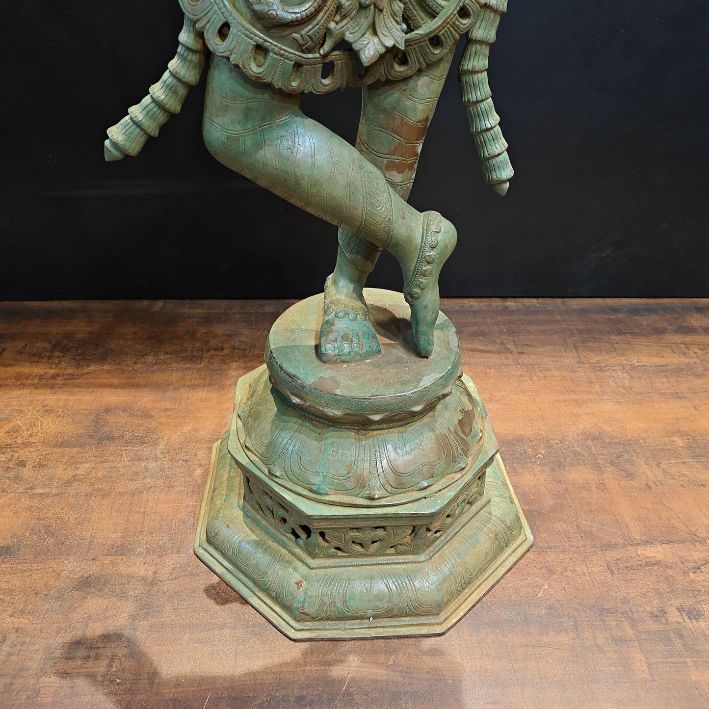 Brass Krishna Idol Antique Finish 45 Inches