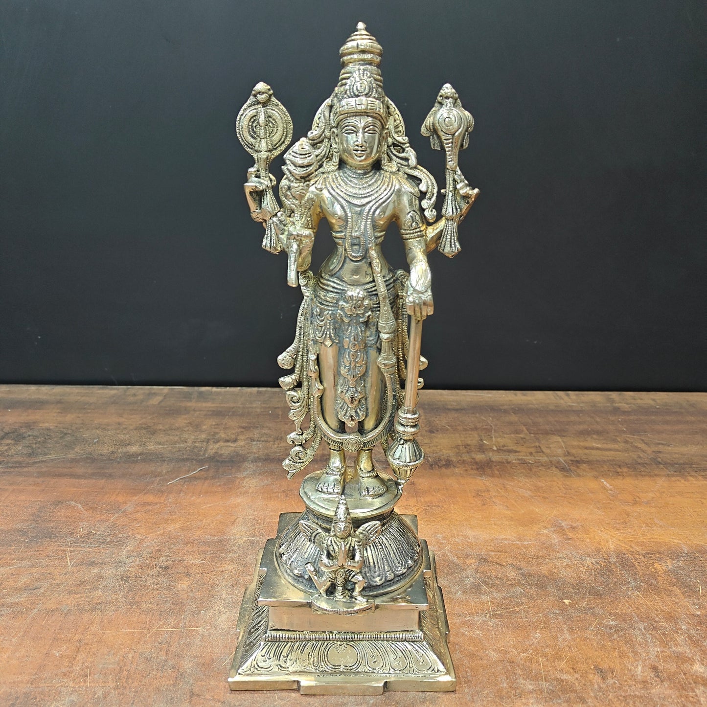 Brass Standing Vishnu Statue For Home Decor 14.5 Inch