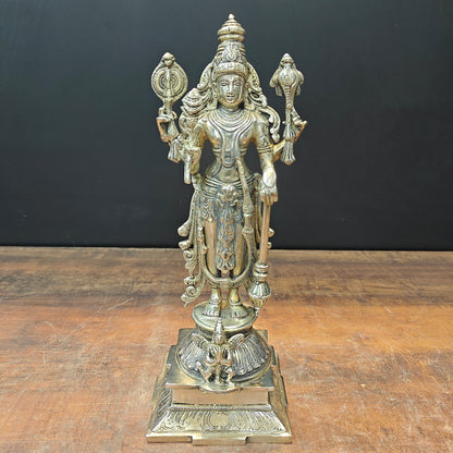 Brass Standing Vishnu Statue For Home Decor 14.5 Inch by vendor-unknown - Hindu Gods (View 3)