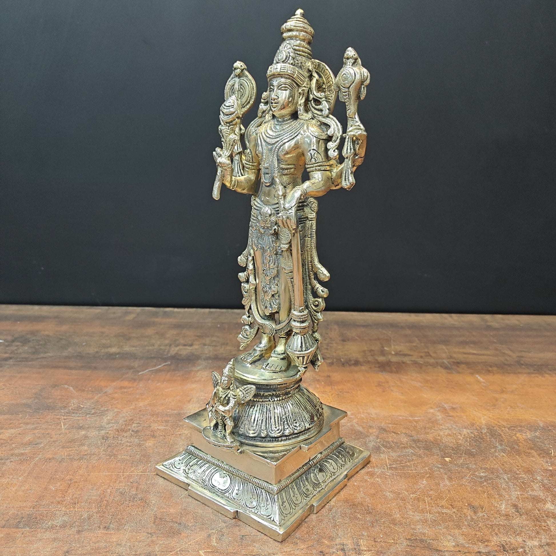 Brass Standing Vishnu Statue For Home Decor 14.5 Inch - Image 6