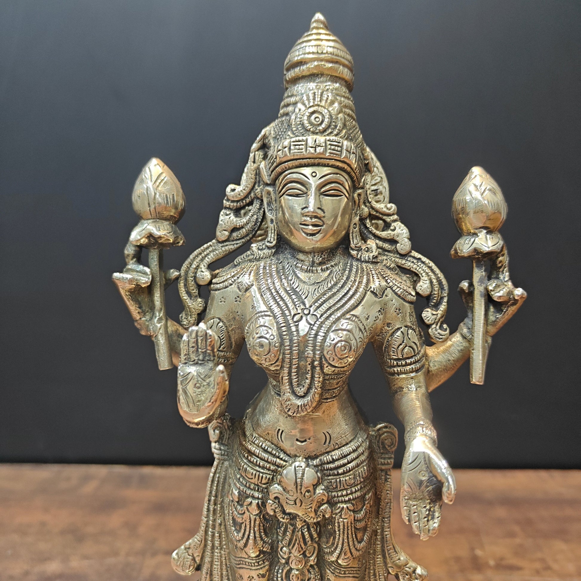 Brass Goddess Standing Lakshmi Idol 14 Inch - Image 2