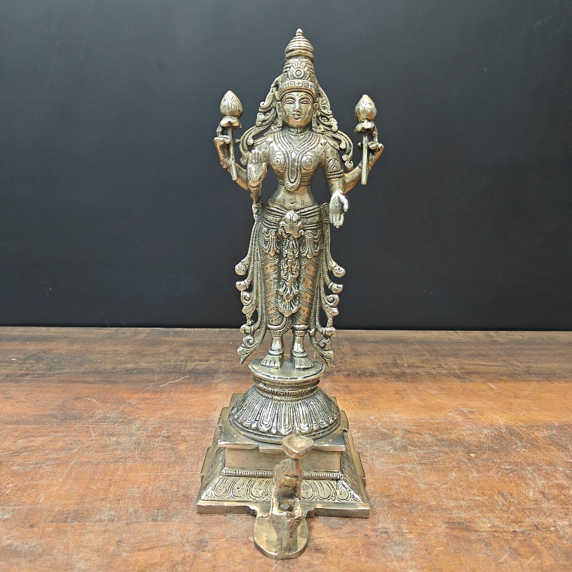 Brass Goddess Standing Lakshmi Idol 14 Inch - Image 3