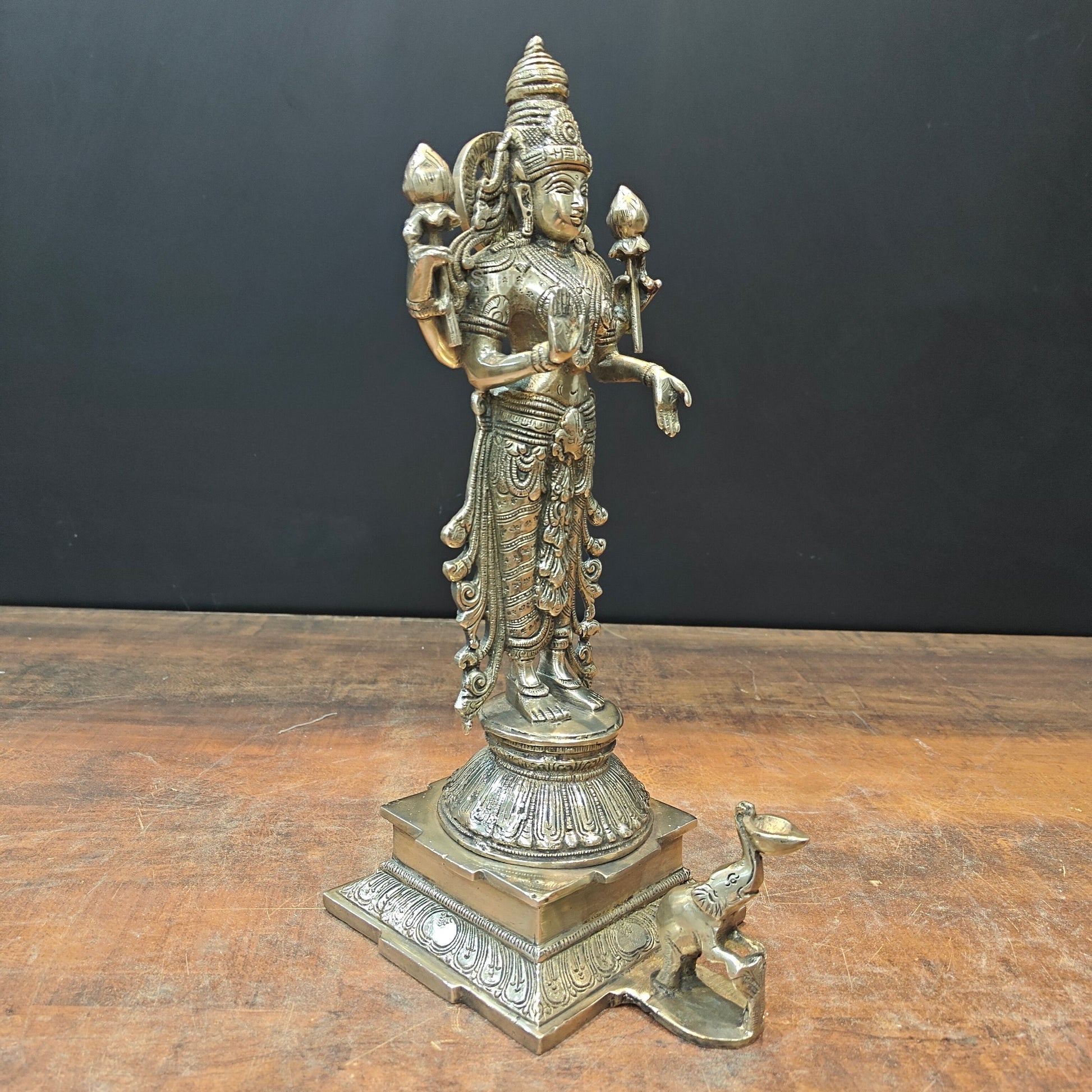 Brass Goddess Standing Lakshmi Idol 14 Inch - Image 5