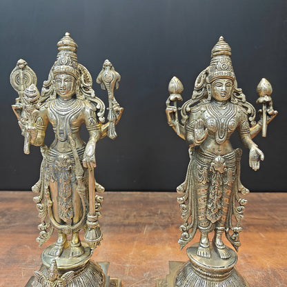 Brass Vishnu Lakshmi Idol For Home Temple Decor 14.5 Inches by vendor-unknown - Hindu Gods (View 2)