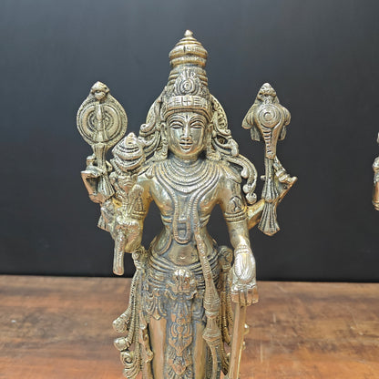 Brass Vishnu Lakshmi Idol For Home Temple Decor 14.5 Inches by vendor-unknown - Hindu Gods (View 5)