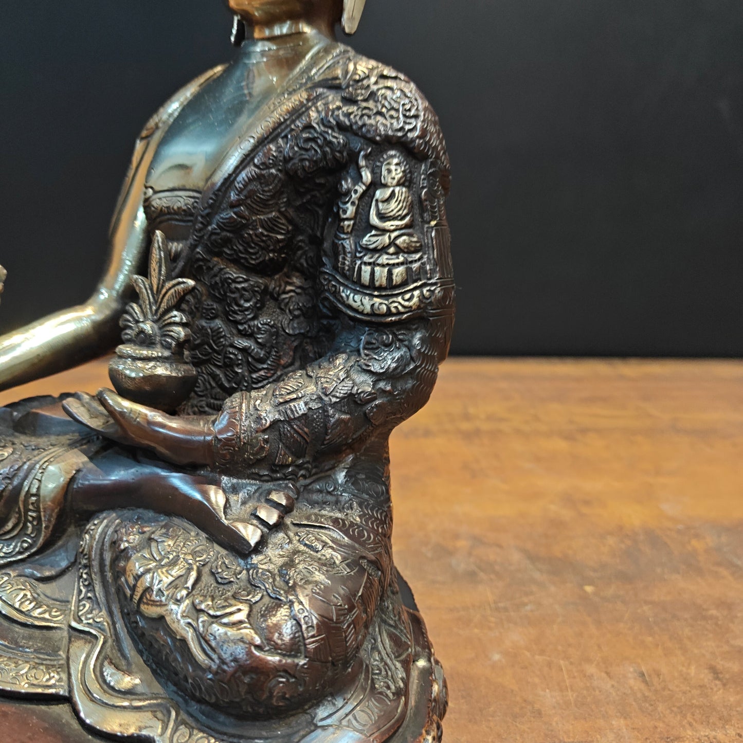Brass Medicine Buddha Statue Antique Finish 14 Inch