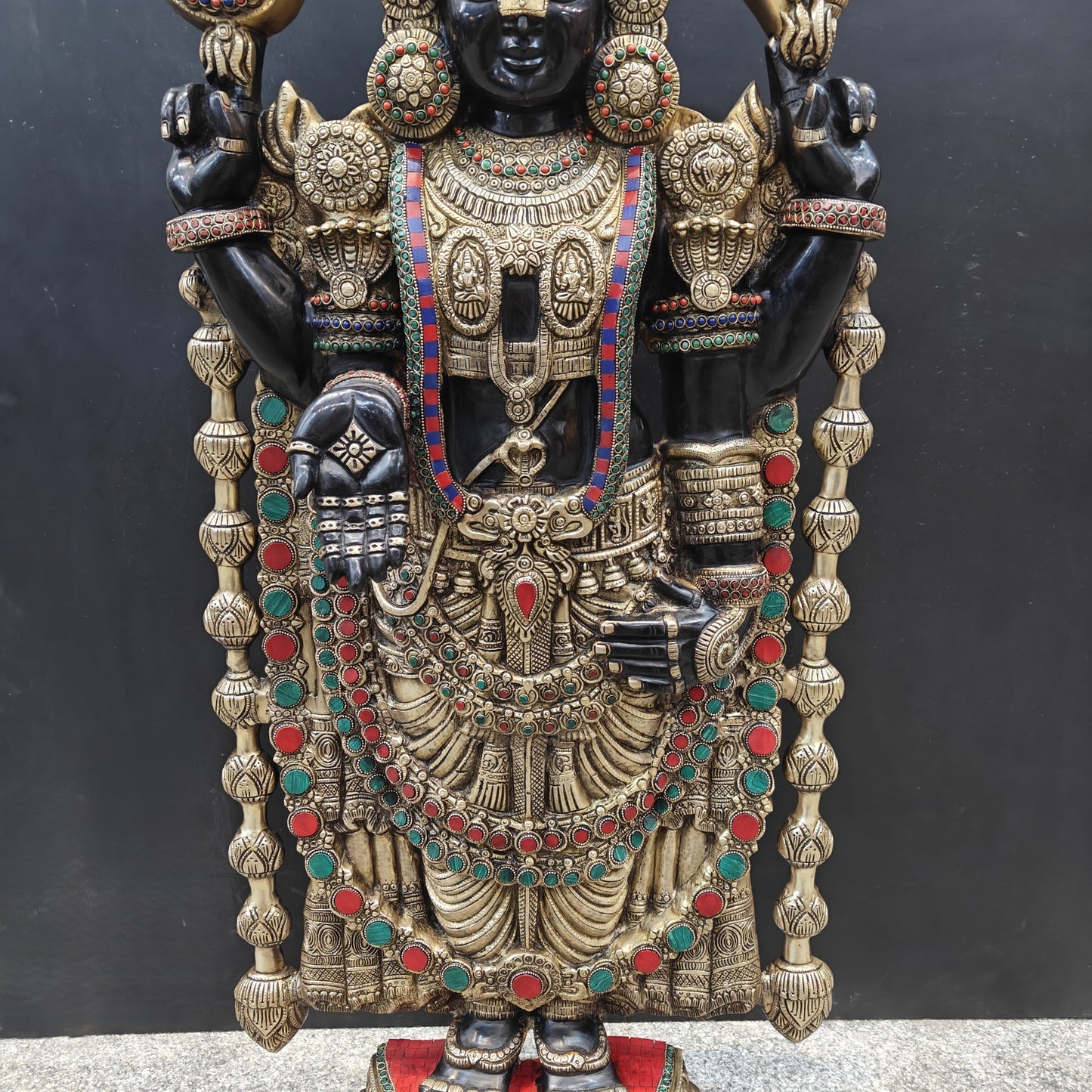 Brass Large Venkateshwara Tirupati Balaji Idol With Stone Work 4 Feet