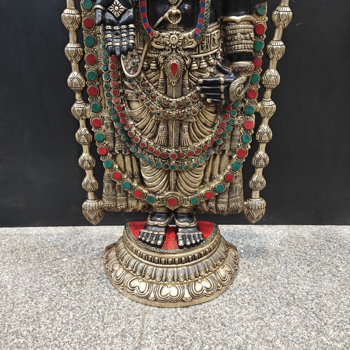 Brass Large Venkateshwara Tirupati Balaji Idol With Stone Work 4 Feet