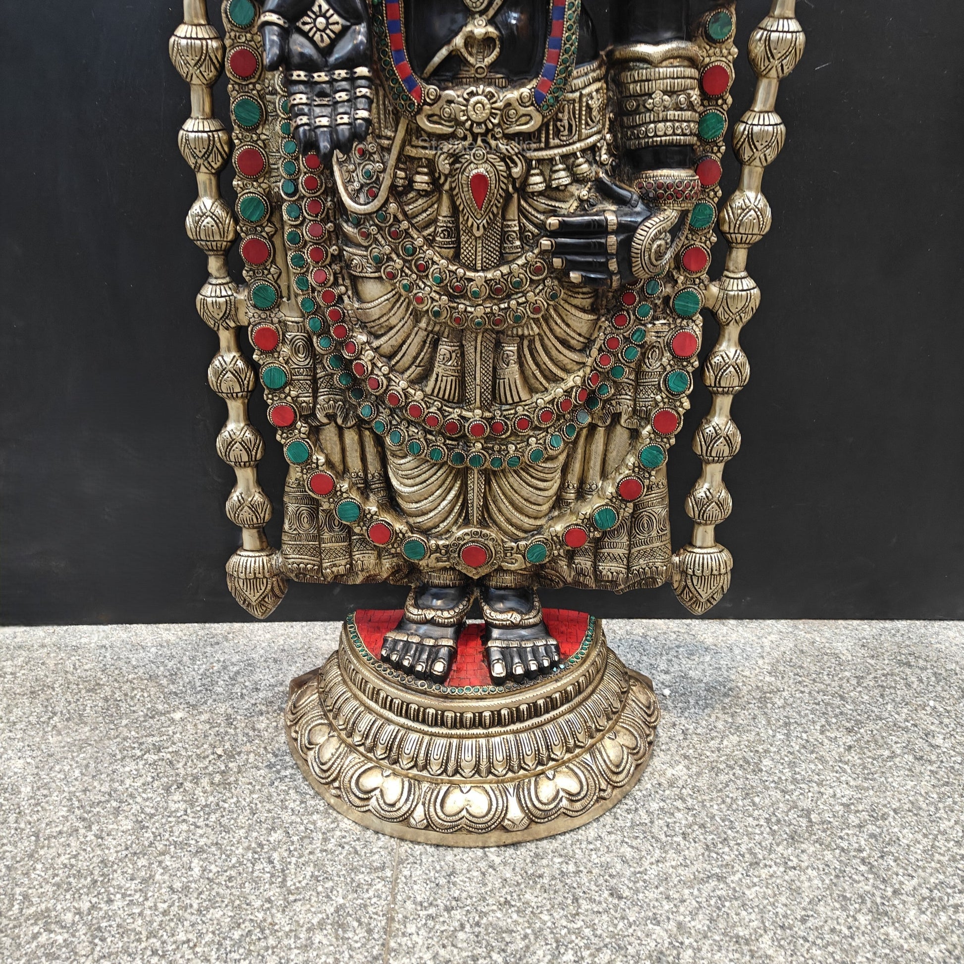 Brass Large Venkateshwara Tirupati Balaji Idol With Stone Work 4 Feet - Image 7
