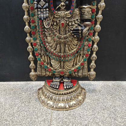 Brass Large Venkateshwara Tirupati Balaji Idol With Stone Work 4 Feet by vendor-unknown - Hindu Gods (View 7)