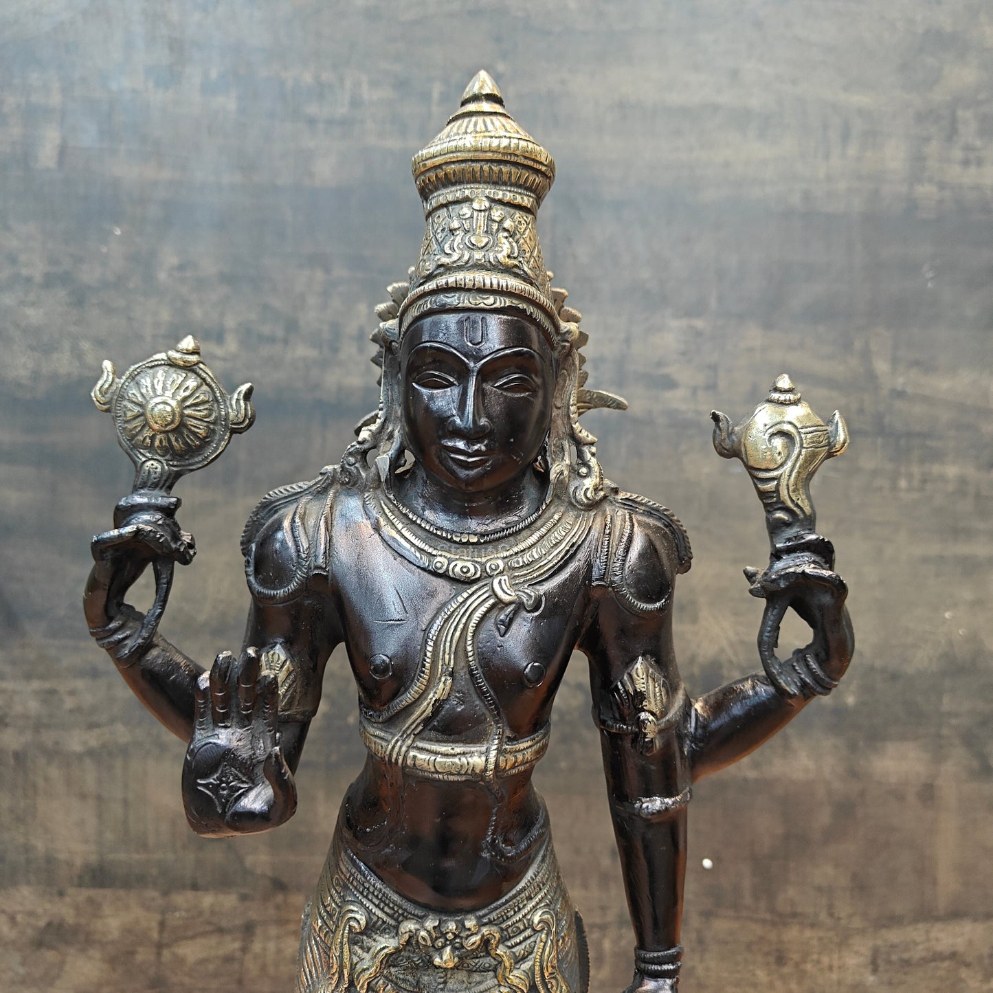 Brass Lord Vishnu Idol Black & Gold Finish 20 Inches