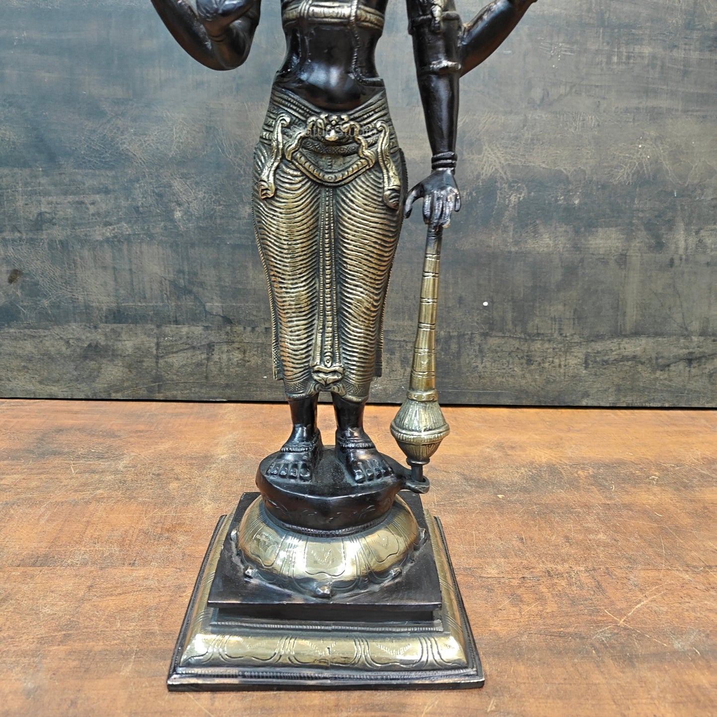 Brass Lord Vishnu Idol Black & Gold Finish 20 Inches