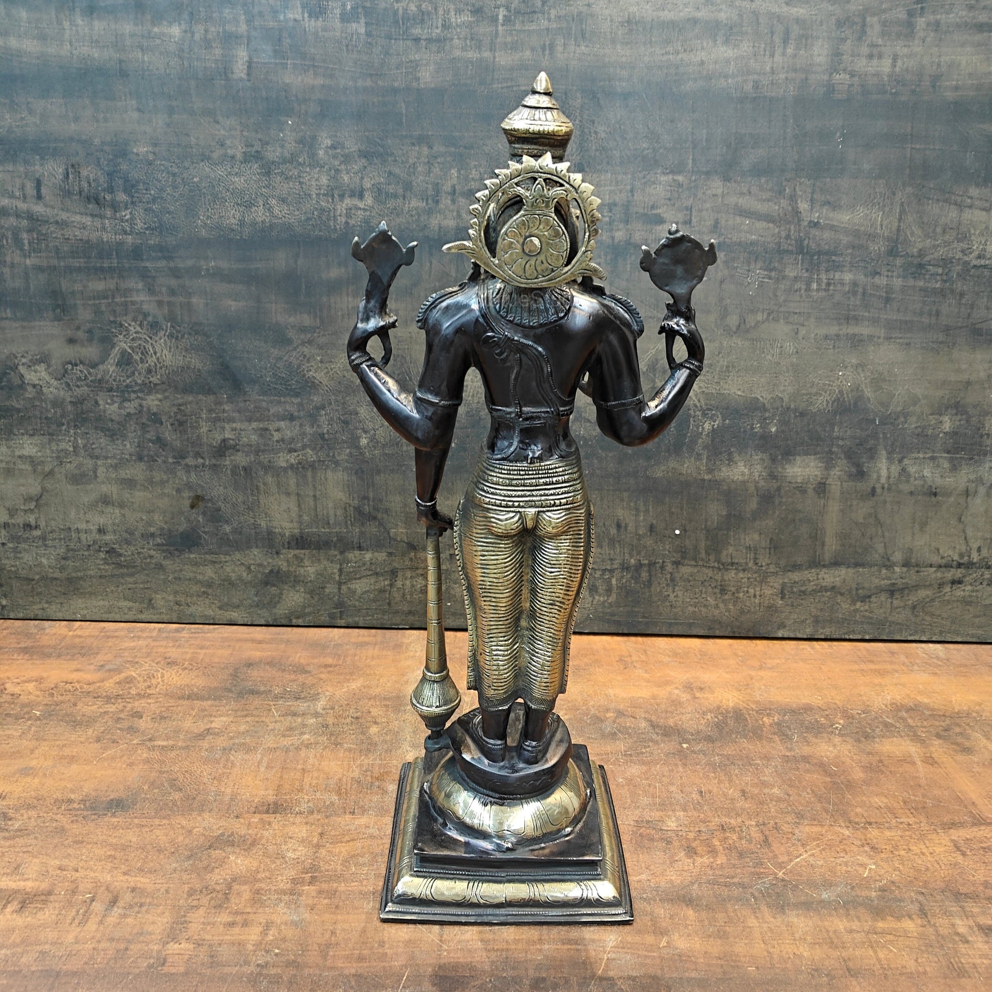 Brass Lord Vishnu Idol Black & Gold Finish 20 Inches - Image 6