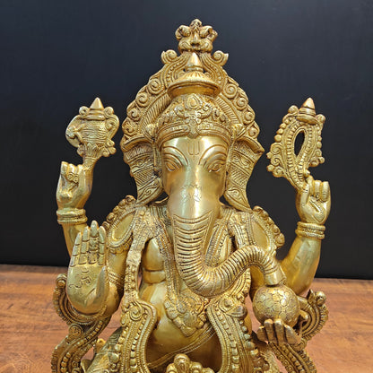 Brass Ganesha Idol Seated On Lotus Base 22 Inches by vendor-unknown - Hindu Gods (View 6)