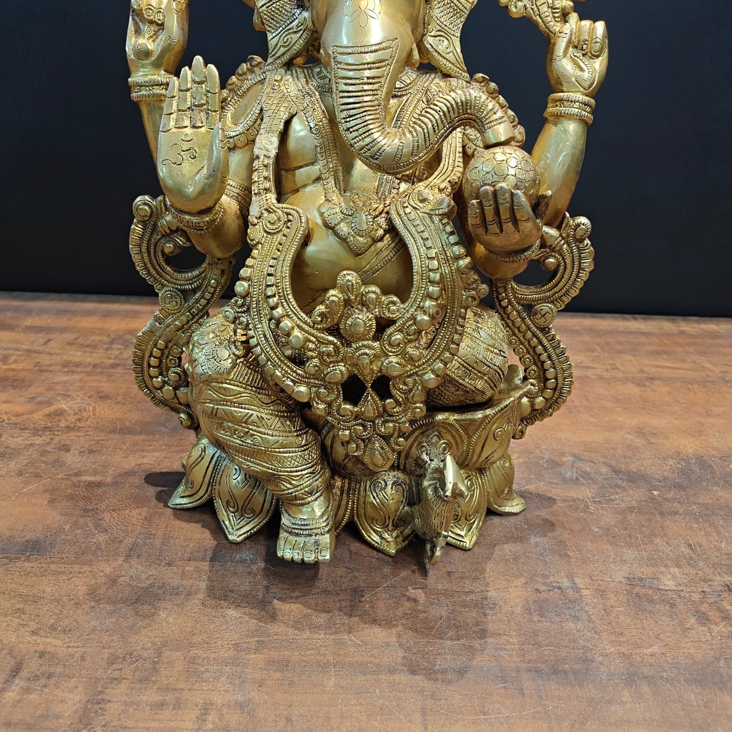 Brass Ganesha Idol Seated On Lotus Base 22 Inches