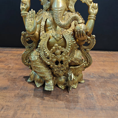 Brass Ganesha Idol Seated On Lotus Base 22 Inches by vendor-unknown - Hindu Gods (View 7)