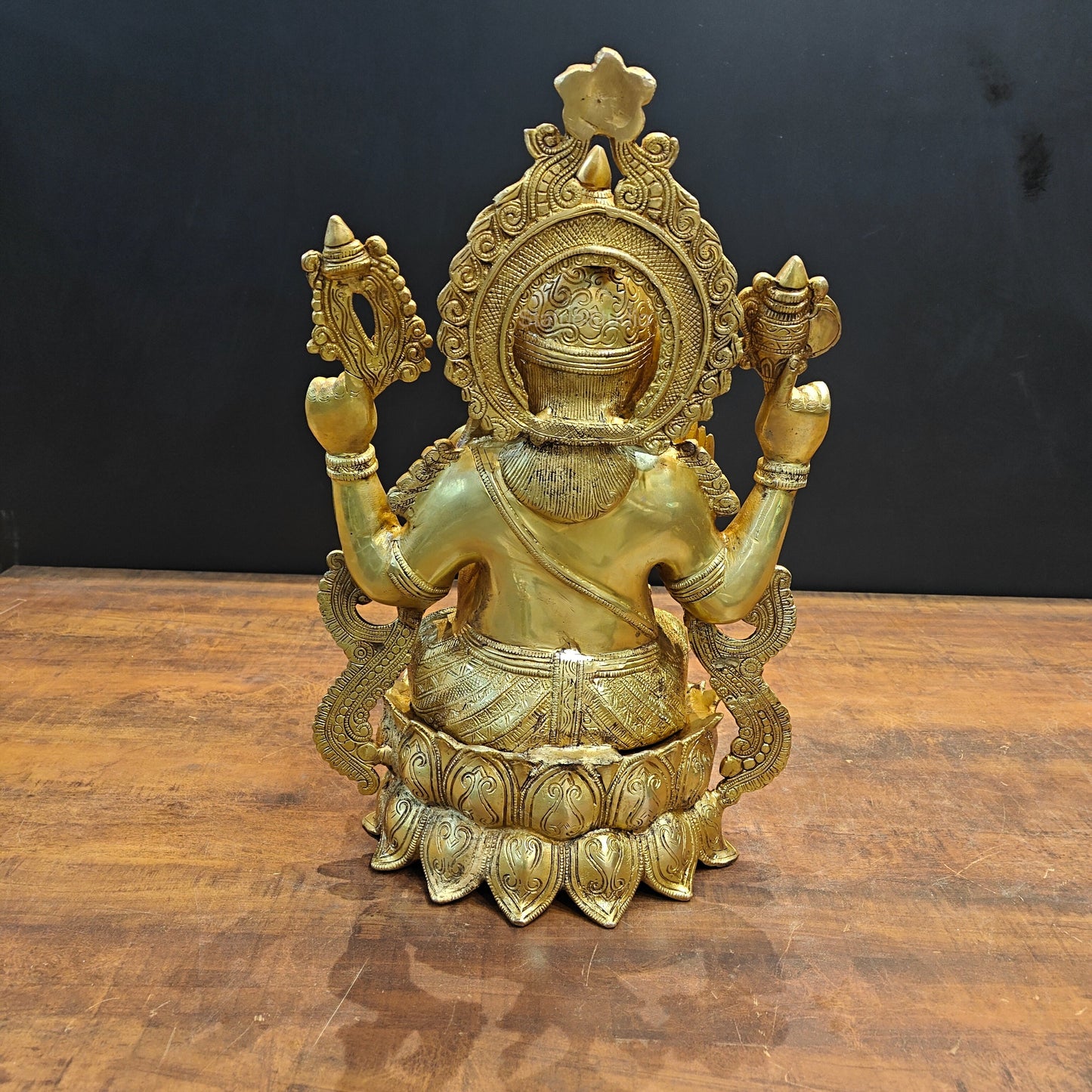 Brass Ganesha Idol Seated On Lotus Base 22 Inches