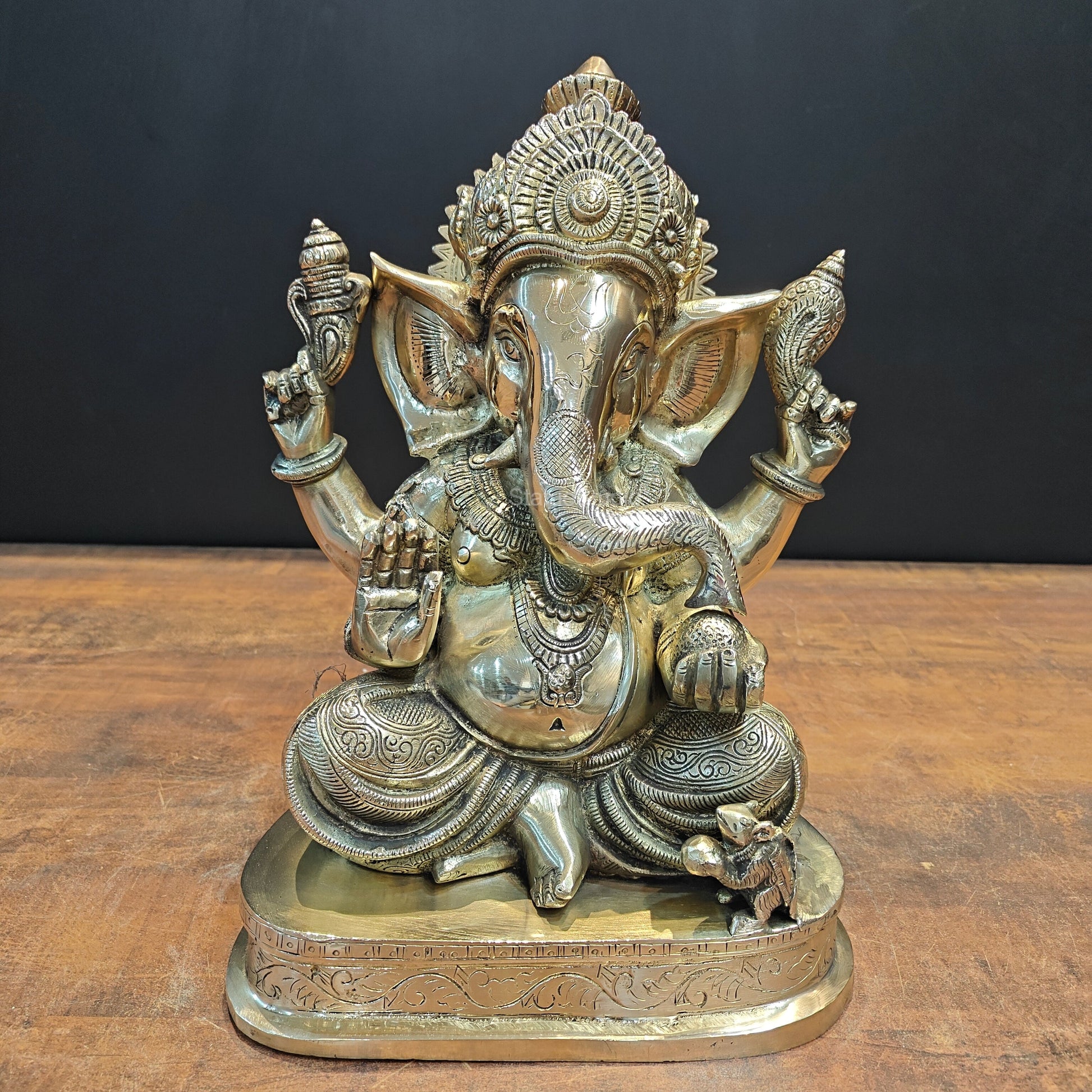 Brass Lord Ganesha Statue 13 Inch - Image 5