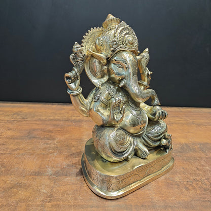Brass Lord Ganesha Statue 13 Inch by vendor-unknown - Hindu Gods (View 6)
