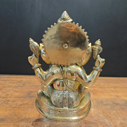 Brass Lord Ganesha Statue 13 Inch by vendor-unknown - Hindu Gods (View 8)