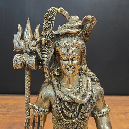 Brass Lord Shiva Idol Antique Finish 15 Inches by vendor-unknown - Hindu Gods (View 2)