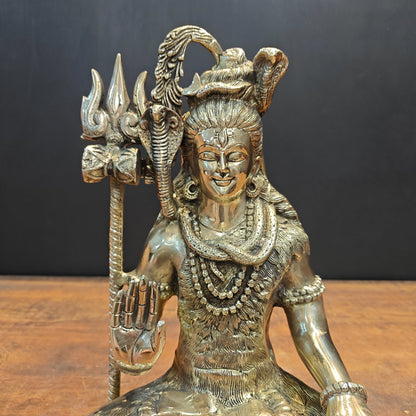 Brass Lord Shiva Idol Antique Finish 15 Inches by vendor-unknown - Hindu Gods (View 4)