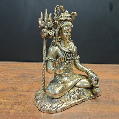 Brass Lord Shiva Idol Antique Finish 15 Inches by vendor-unknown - Hindu Gods (View 5)