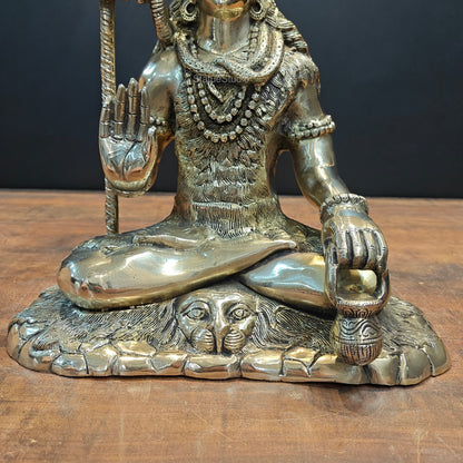 Brass Lord Shiva Idol Antique Finish 15 Inches by vendor-unknown - Hindu Gods (View 7)