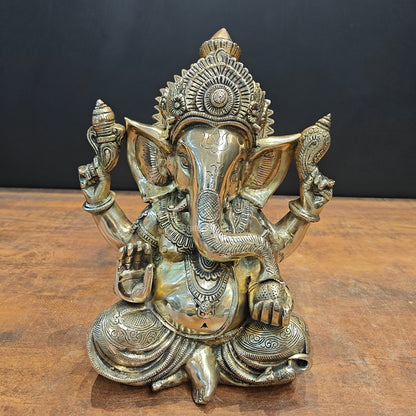 Brass Fine Crafted Ganesha Idol For Home Decor 1 Feet by vendor-unknown - Hindu Gods (View 3)