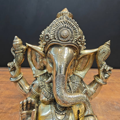 Brass Fine Crafted Ganesha Idol For Home Decor 1 Feet by vendor-unknown - Hindu Gods (View 2)