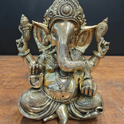 Brass Fine Crafted Ganesha Idol For Home Decor 1 Feet by vendor-unknown - Hindu Gods (View 4)