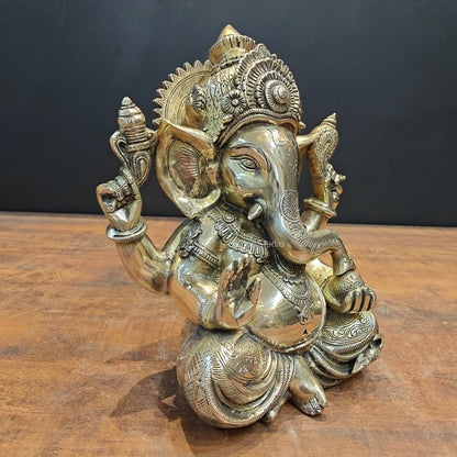 Brass Fine Crafted Ganesha Idol For Home Decor 1 Feet by vendor-unknown - Hindu Gods (View 5)