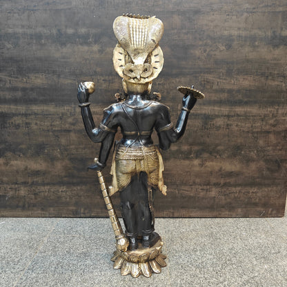 Brass Large Exclusive Standing Vishnu Statue Antique Finish 41 Inches by vendor-unknown - Hindu Gods (View 8)