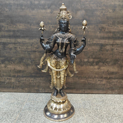 Brass Goddess Lakshmi Statue Antique Patina Finish 38 Inches by vendor-unknown - Hindu Gods (View 3)