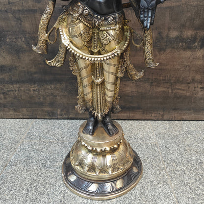 Brass Goddess Lakshmi Statue Antique Patina Finish 38 Inches by vendor-unknown - Hindu Gods (View 6)