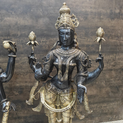 Brass Vishnu Lakshmi Statue Antique Patina Finish 41 Inches by vendor-unknown - Hindu Gods (View 7)