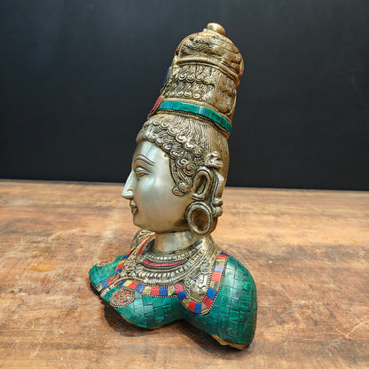 Brass Devi Parvati Bust Stone Work Sculpture 1 Feet by vendor-unknown - Hindu Gods (View 6)
