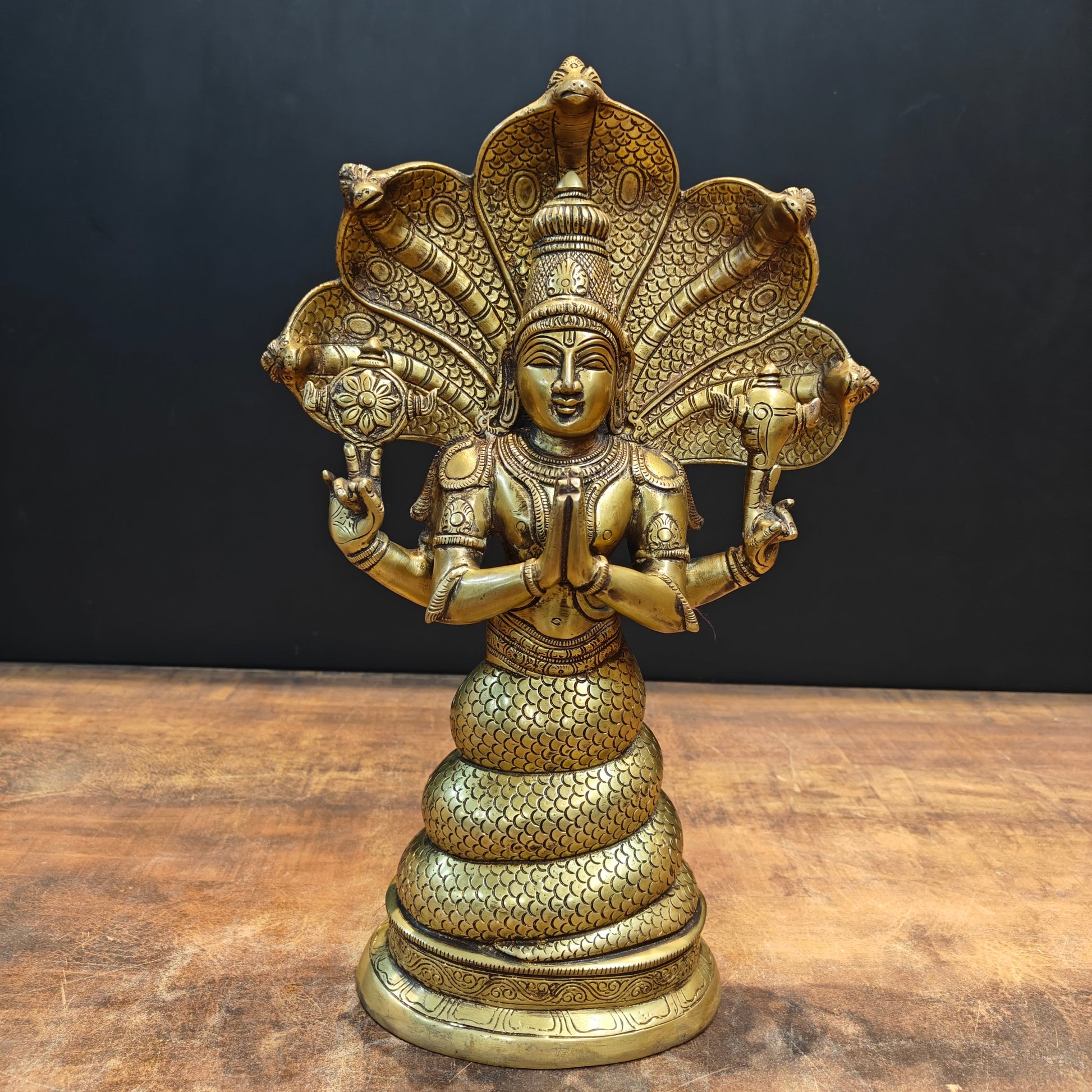 Brass Patanjali Statue Antique Finish 15 Inches - Image 3