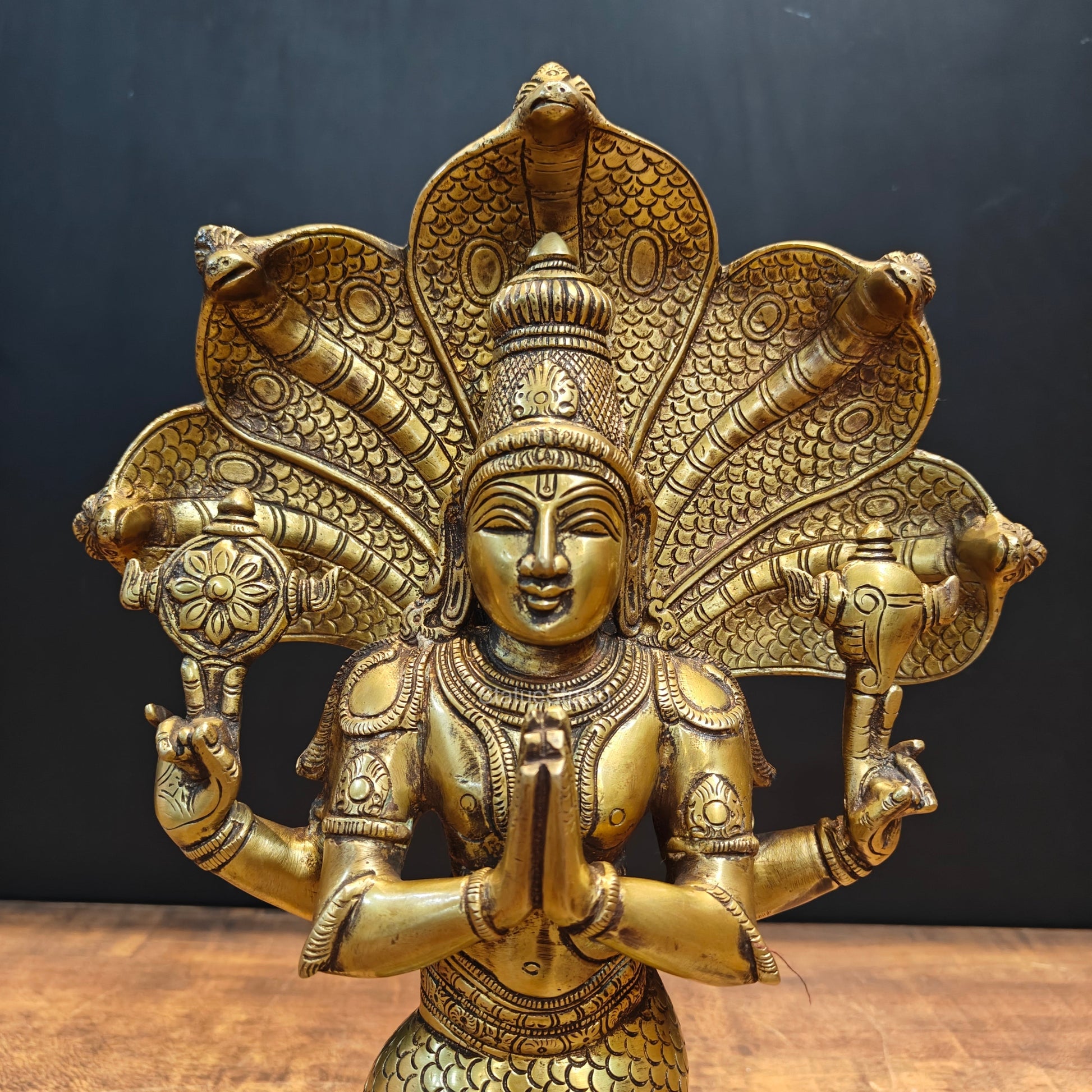 Brass Patanjali Statue Antique Finish 15 Inches - Image 2