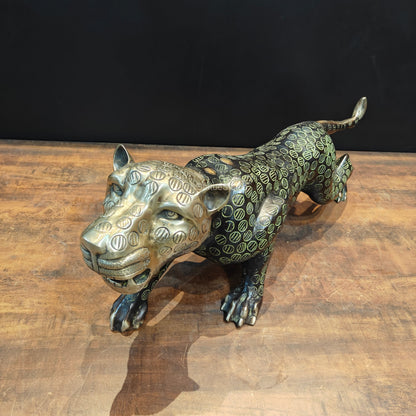 Brass Angry Leopard Figurines Showpieces Decor 34 Inches by vendor-unknown - Decor (View 4)