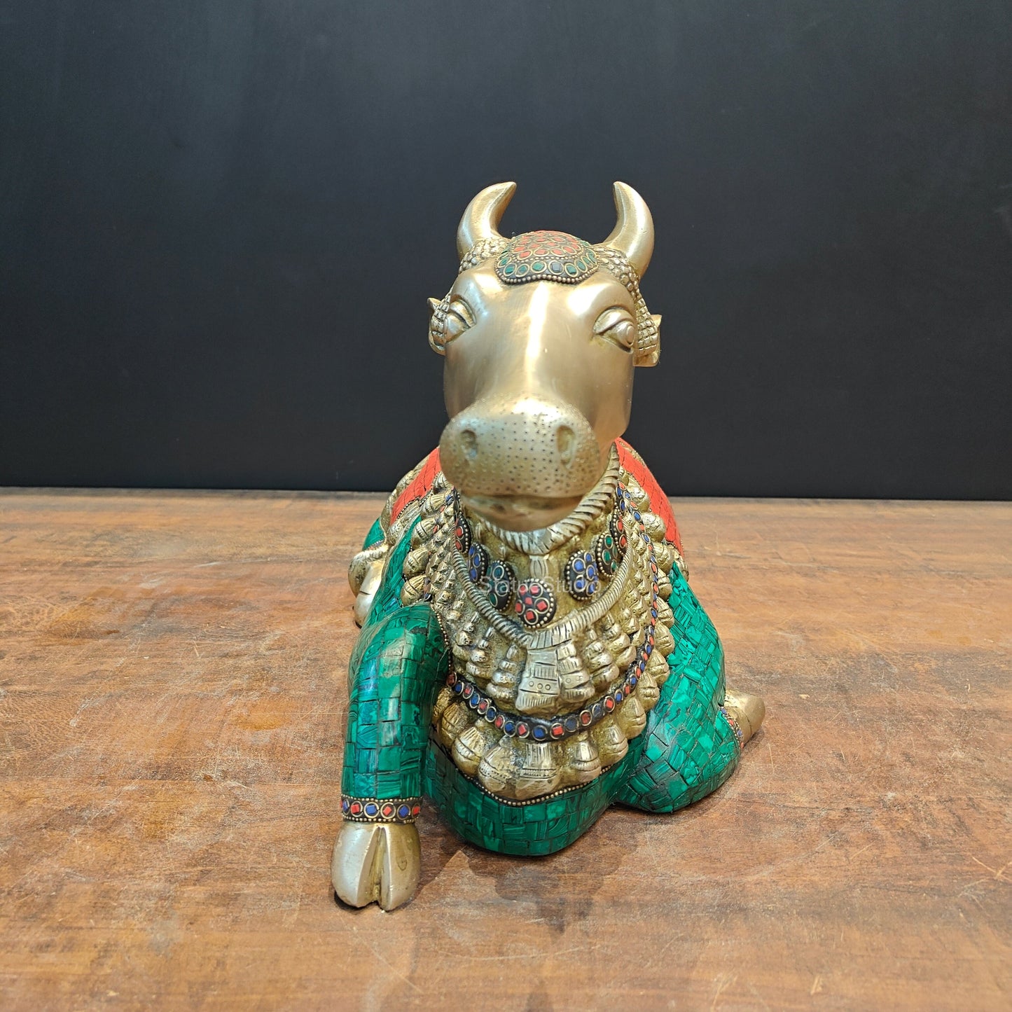 Brass Nandi Idol Stone Work For Showpiece Decor 19 Inch