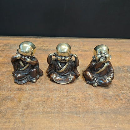 Brass Monks Baby Buddha Statues Set of 3 Wise Figurines 5 Inch by vendor-unknown - Decor (View 4)