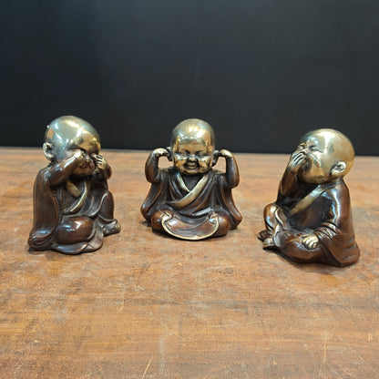 Brass Monks Baby Buddha Statues Set of 3 Wise Figurines 5 Inch by vendor-unknown - Decor (View 6)
