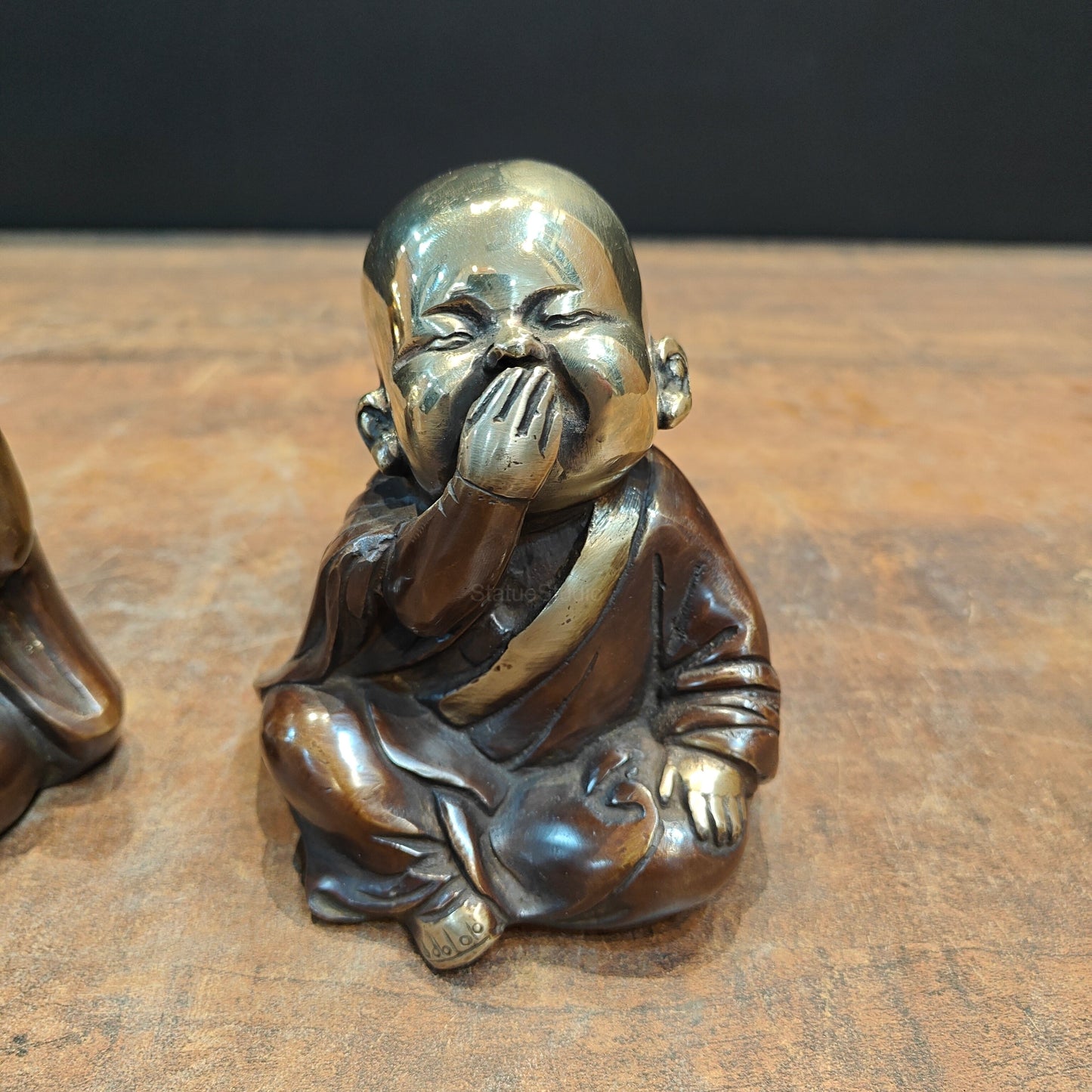 Brass Monks Baby Buddha Statues Set of 3 Wise Figurines 5 Inch