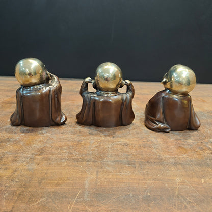Brass Monks Baby Buddha Statues Set of 3 Wise Figurines 5 Inch by vendor-unknown - Decor (View 10)