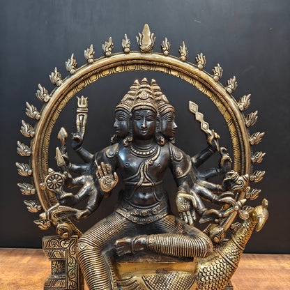 Brass Six Face Kartikeya Murugan Idol Antique Finish 17 Inch by vendor-unknown - Hindu Gods (View 4)