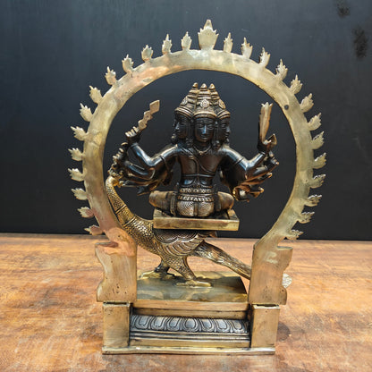 Brass Six Face Kartikeya Murugan Idol Antique Finish 17 Inch by vendor-unknown - Hindu Gods (View 9)