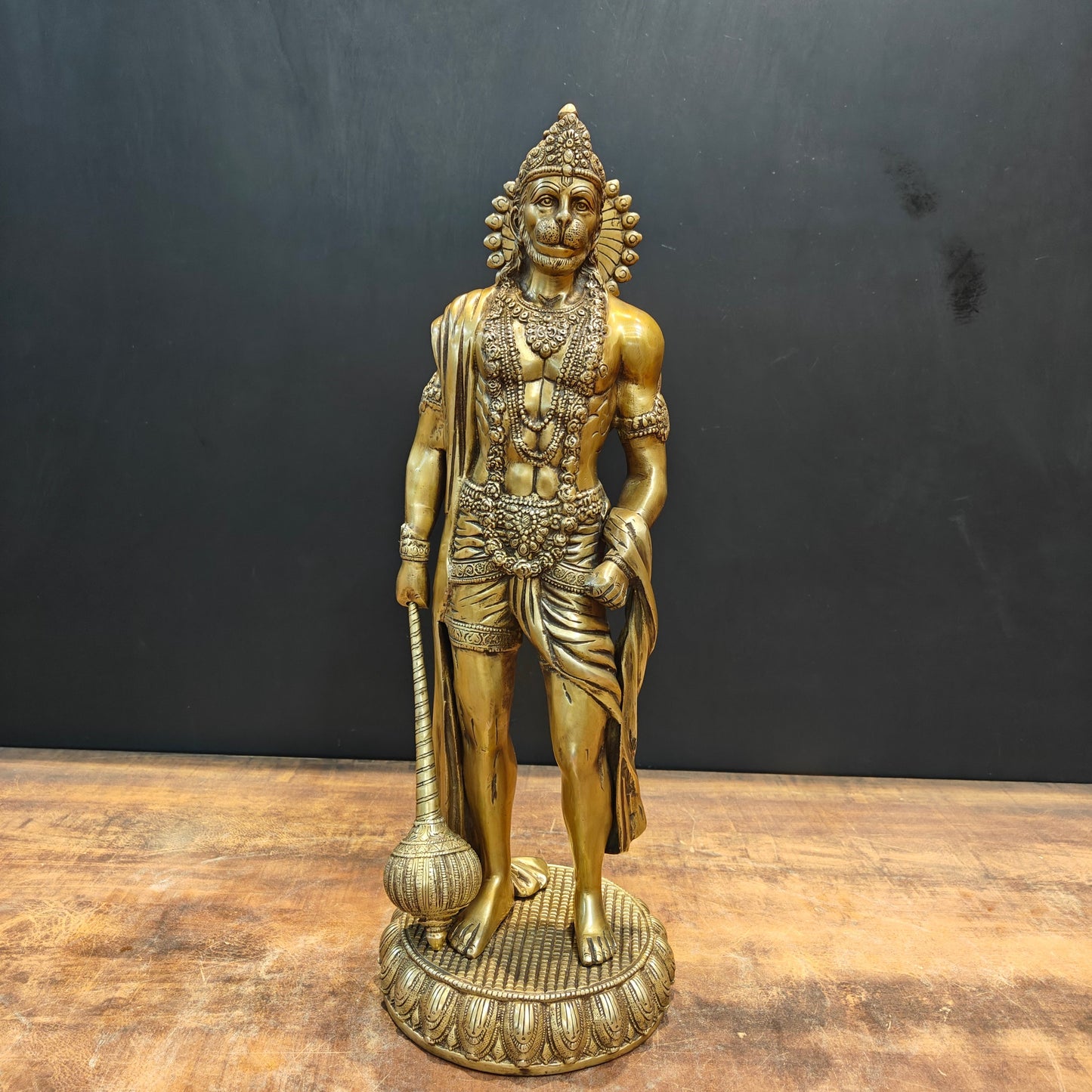 Brass Standing Hanuman Statue 23 Inches