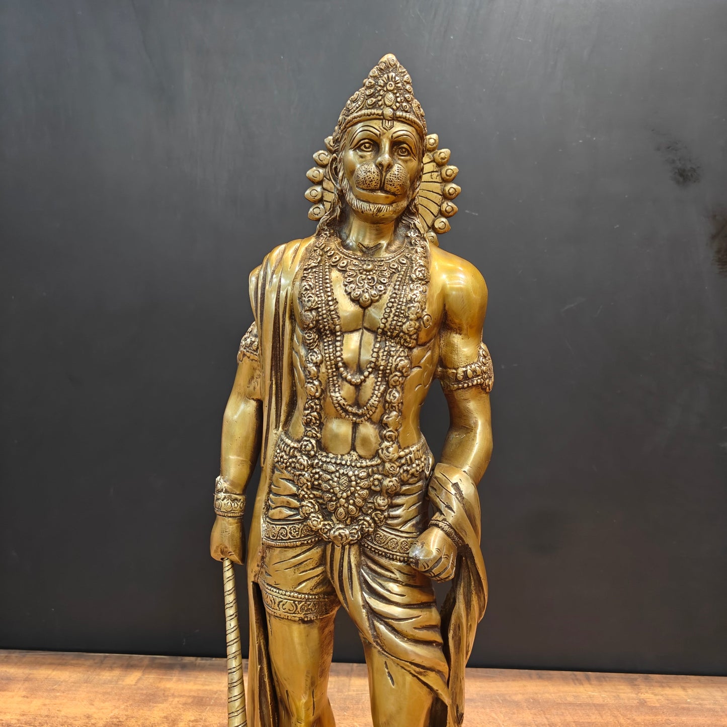 Brass Standing Hanuman Statue 23 Inches